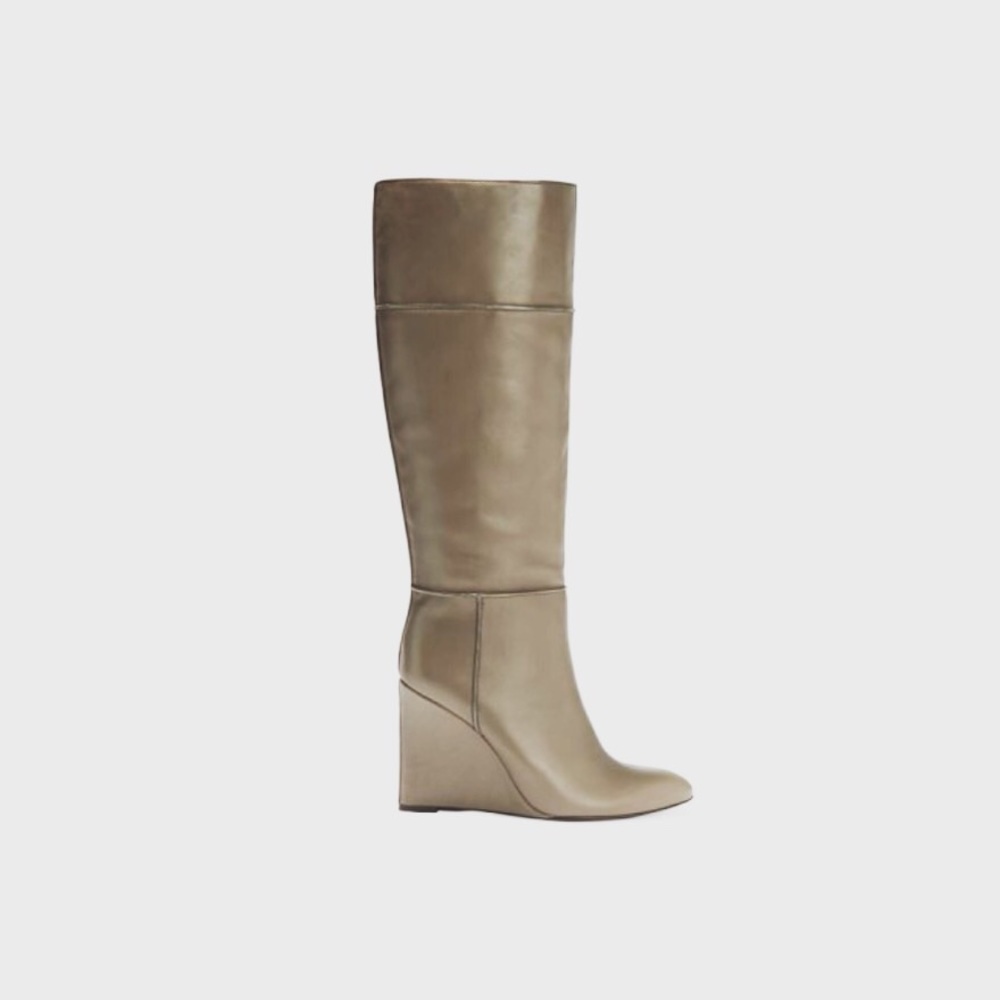 Tory Burch Tall Wedge Knee Boots in Taupe